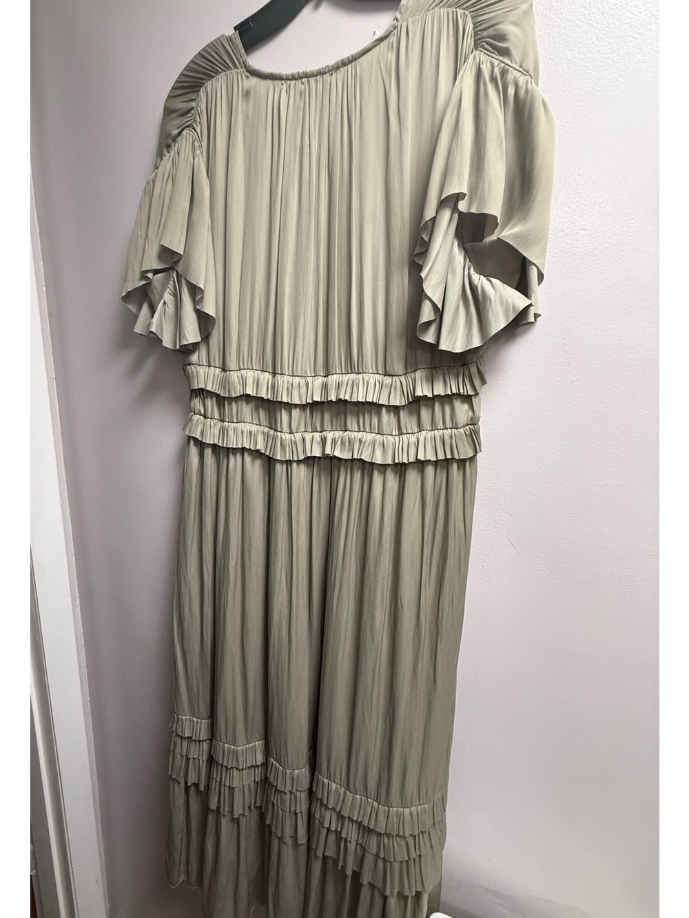 Like New (Worn Once) bohme Sage/Greenish/Gray Ruffle Boho Dress Women’s XL - Picture 8 of 14